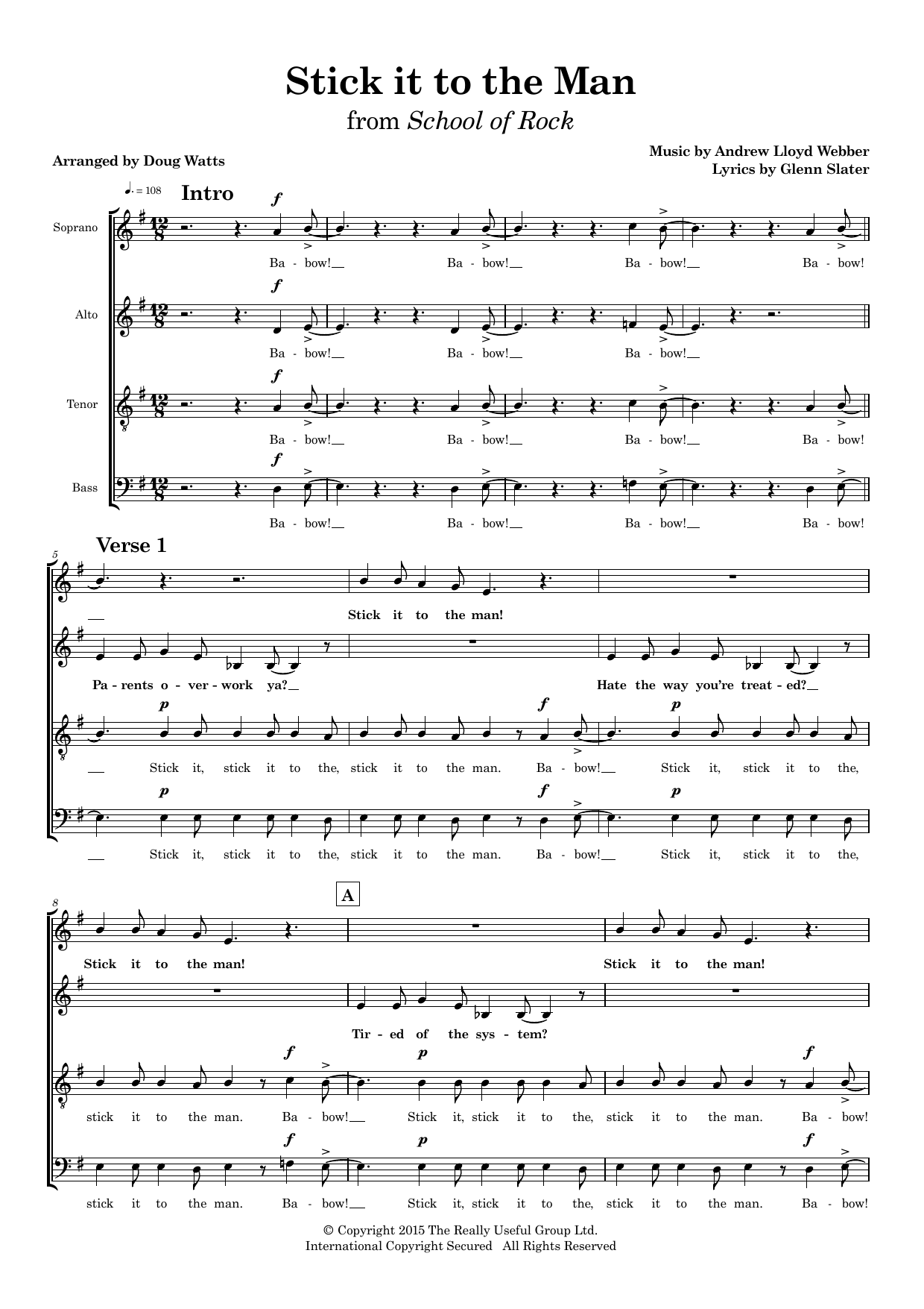 Stick It To The Man (arr. Doug Watts) – Glenn Slater, Andrew Lloyd Webber – Notenvorschau