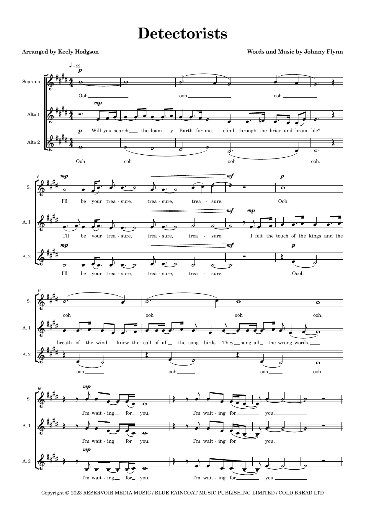 Detectorists (arr. Keely Hodgson) – Johnny Flynn – Notenvorschau