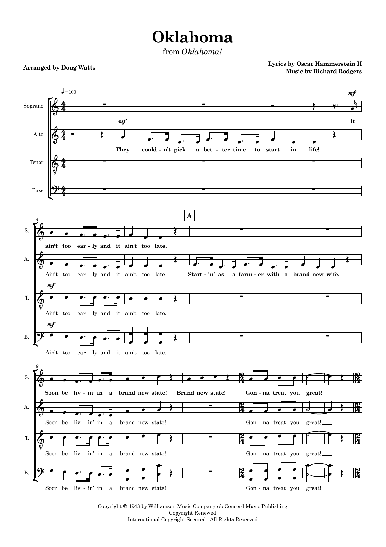 Oklahoma (arr. Doug Watts) – Oscar Hammerstein II, Richard Rodgers, Rogers and Hammerstein – Notenvorschau