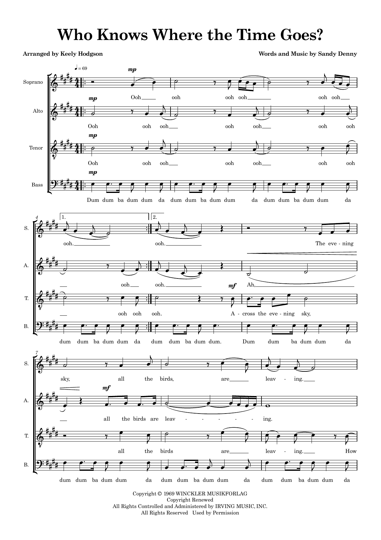 Who Knows Where The Time Goes (arr. Keely Hodgson) – Sandy Denny – Notenvorschau