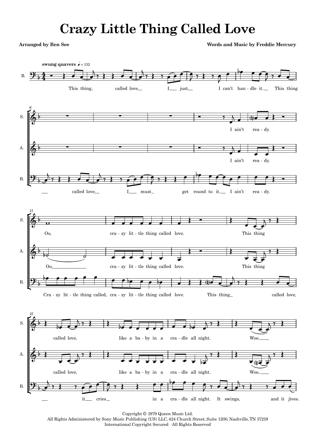 Crazy Little Thing Called Love (arr. Ben See) – Freddie Mercury – Notenvorschau