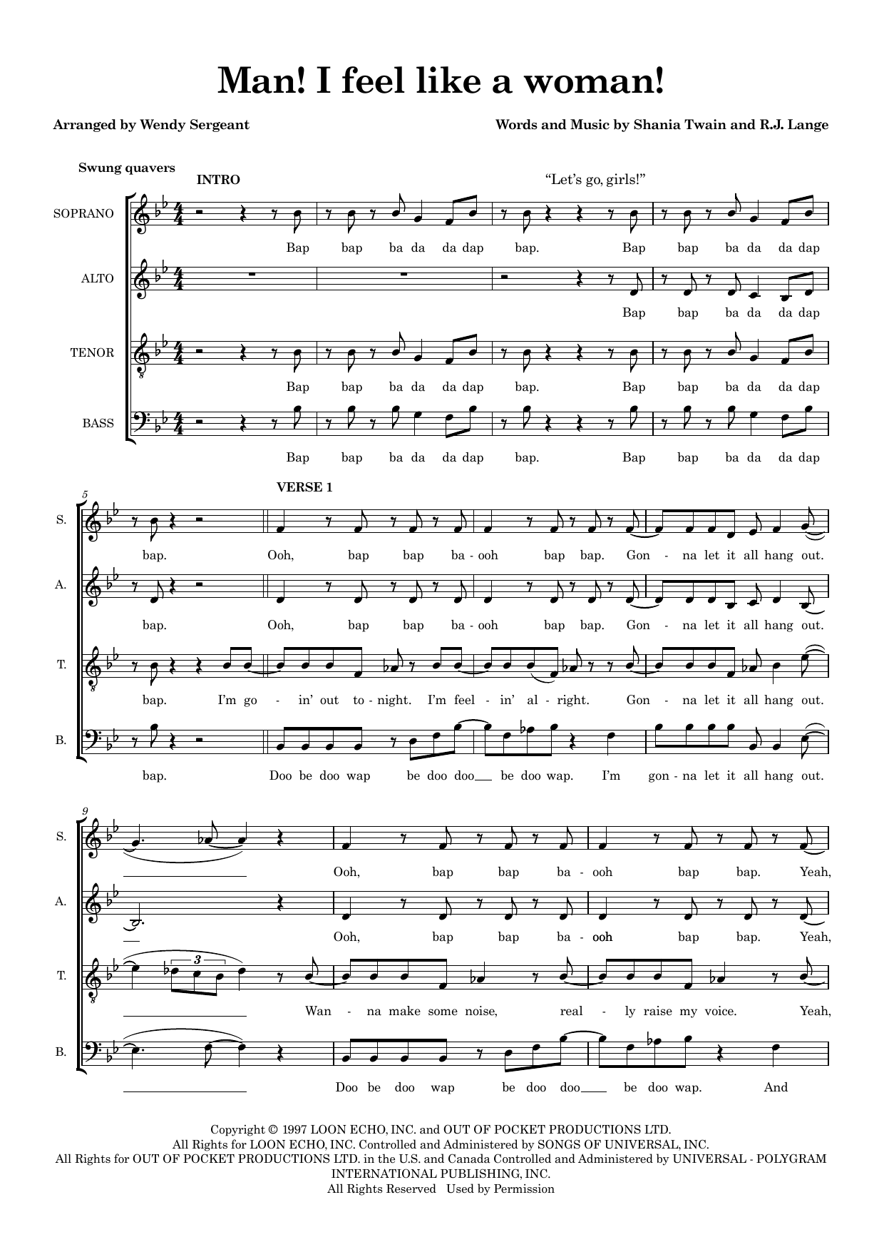 Man! I Feel Like A Woman! (arr. Wendy Sergeant) – R.J. Lange, Shania Twain – Notenvorschau