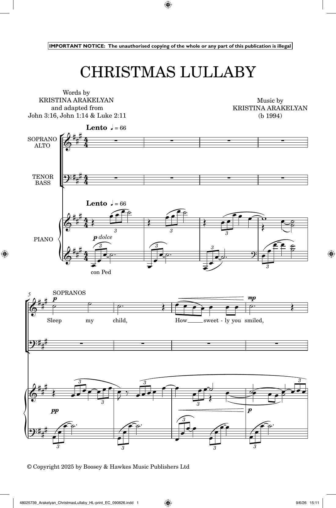 Christmas Lullaby: SATB Choral Octavo