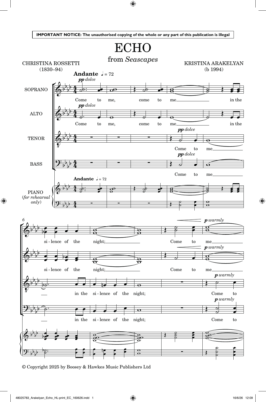 Echo: SATB Choral Octavo