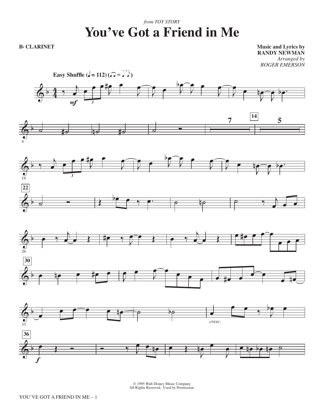 You've Got A Friend In Me (arr. Roger Emerson) - Bb Clarinet