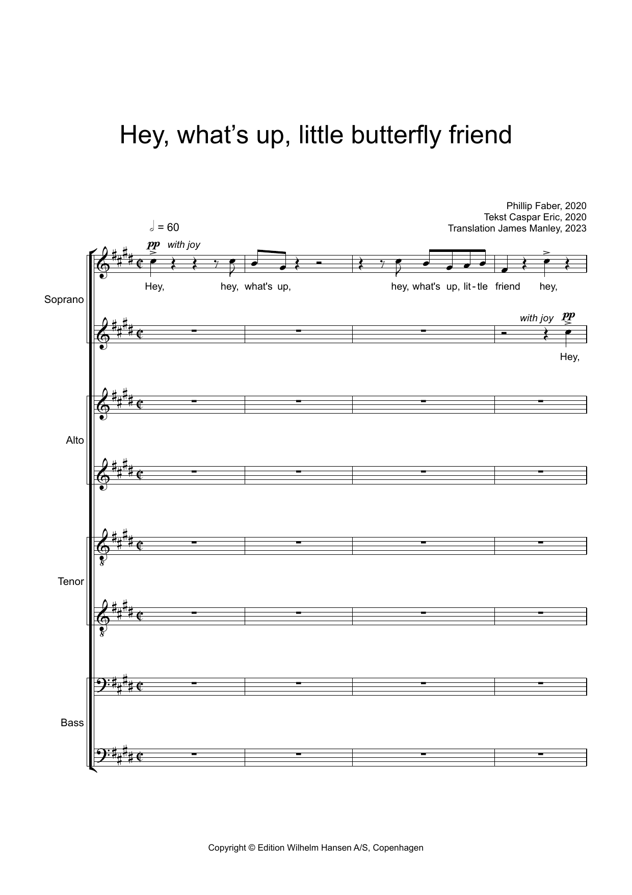 Hey What's Up Little Butterfly Friend (for SSAATTBB or Eight Voices) – Phillip Faber – Notenvorschau