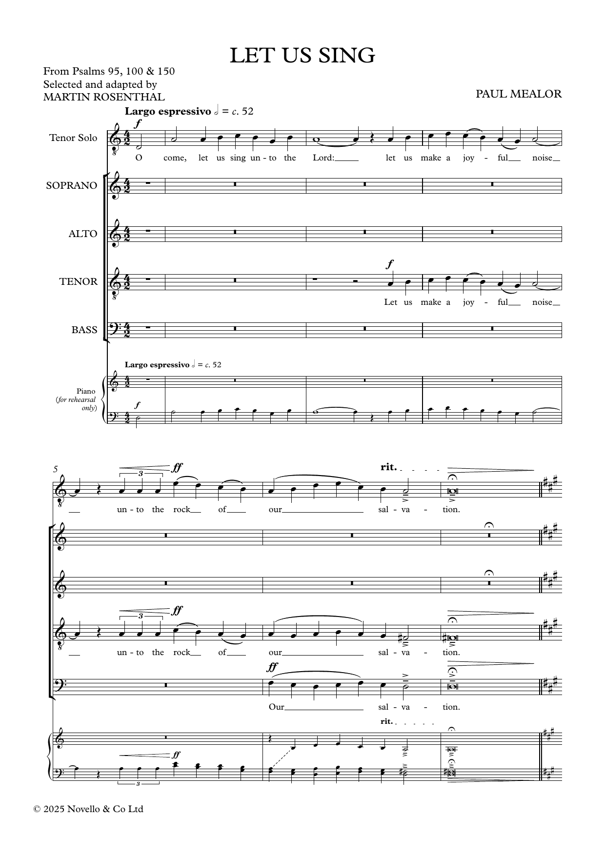 Let Us Sing (for Tenor Solo and SATB Choir) – Paul Mealor – Notenvorschau