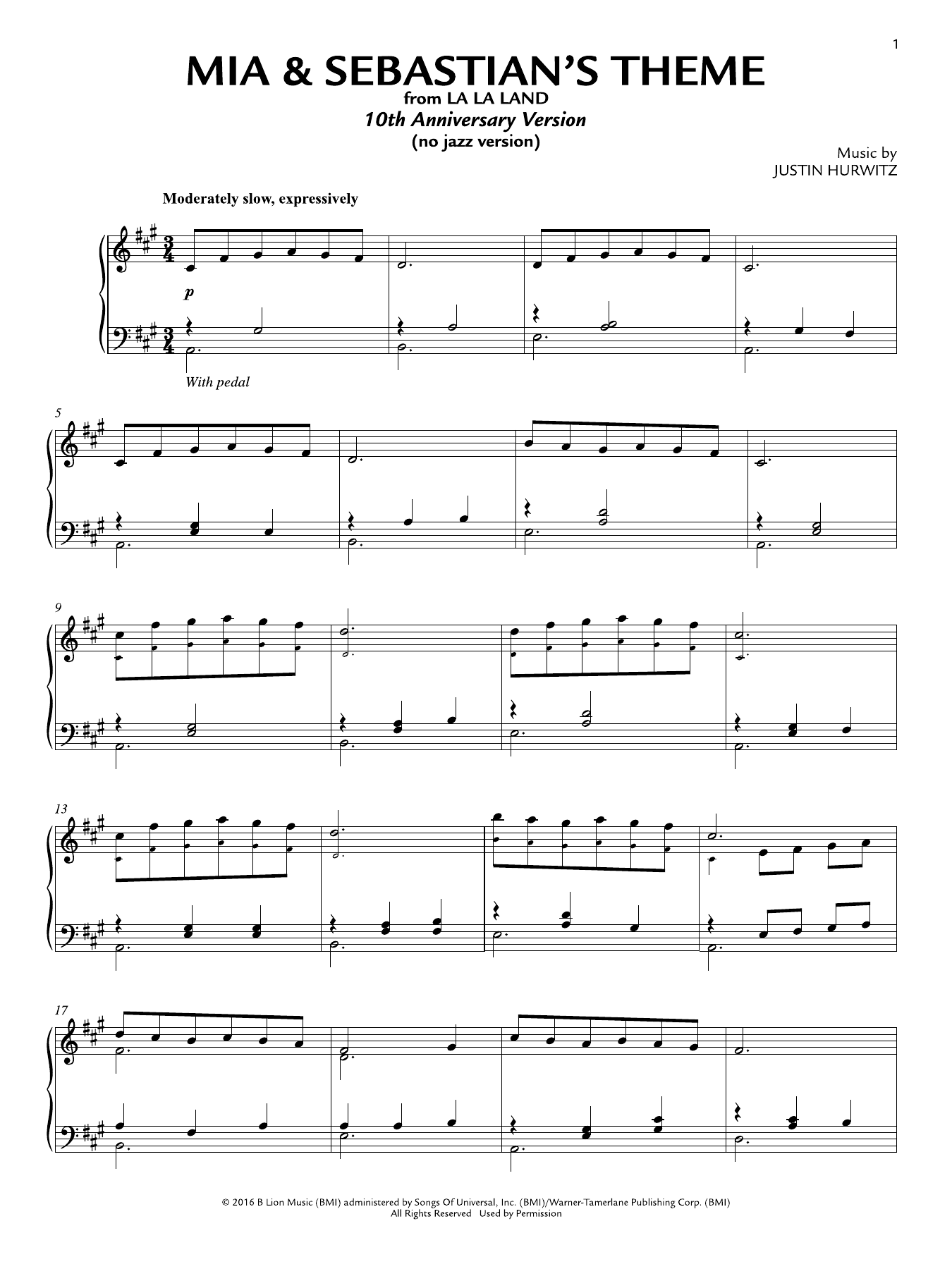 Mia & Sebastian's Theme (from La La Land) (10th Anniversary Edition)