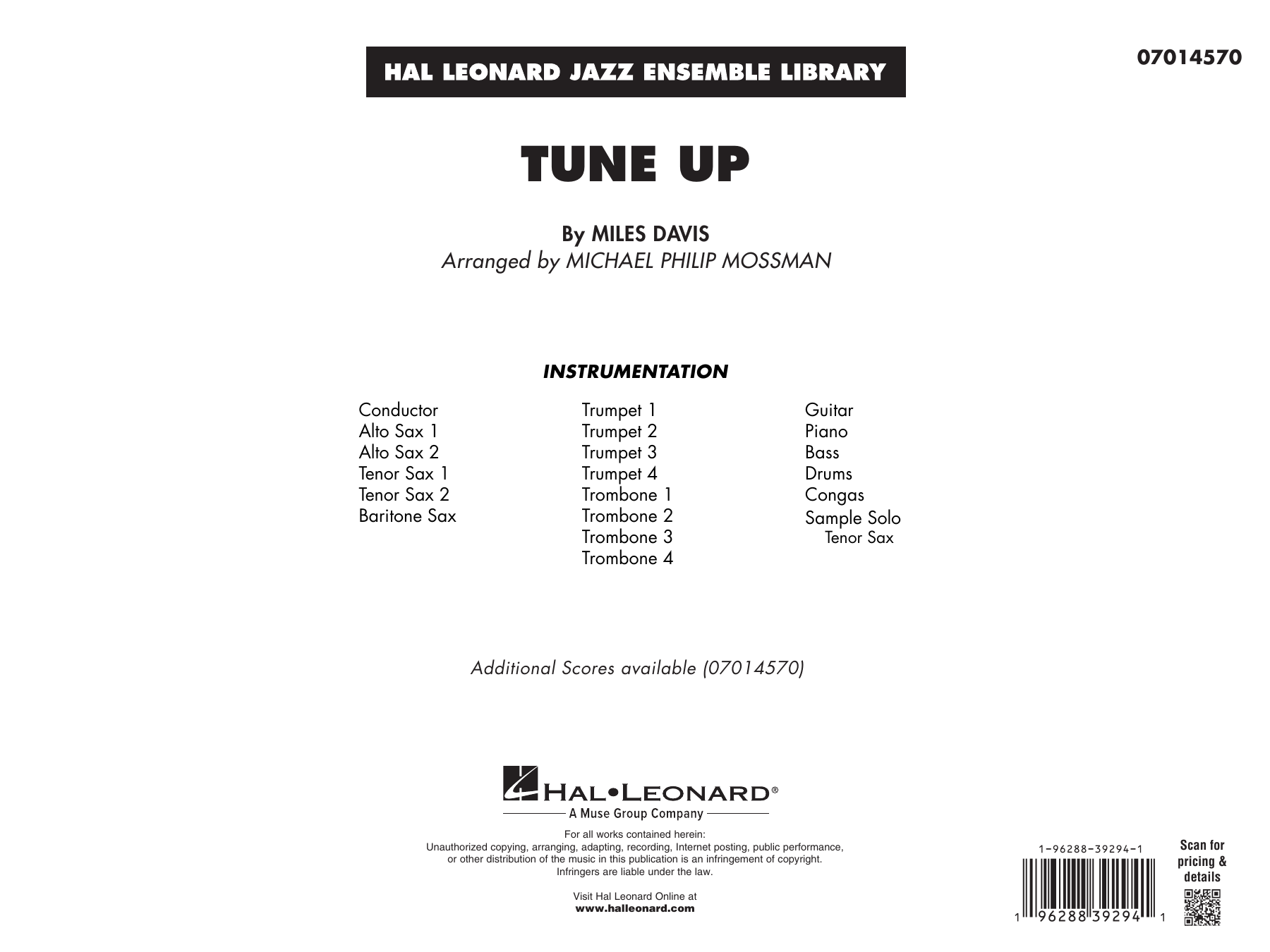Tune Up (arr. Michael Philip Mossman) - Conductor Score (Full Score)