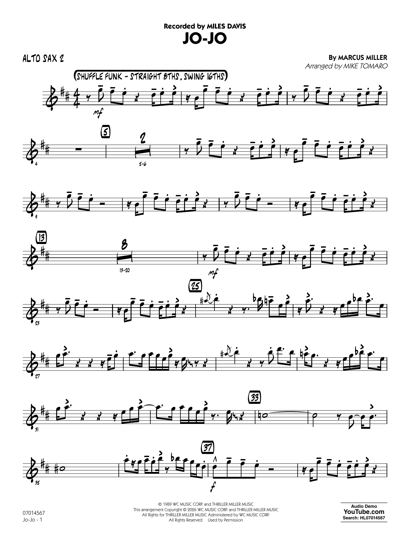 Jo-Jo (arr. Mike Tomaro) - Alto Sax 2