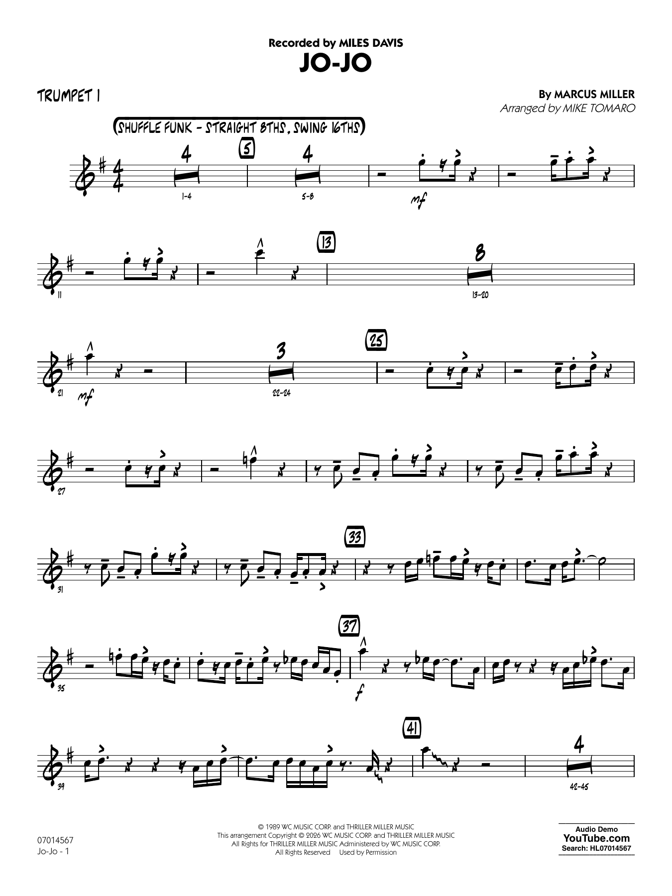 Jo-Jo (arr. Mike Tomaro) - Trumpet 1