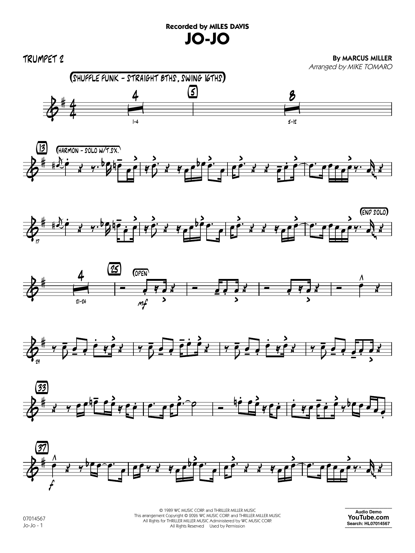 Jo-Jo (arr. Mike Tomaro) - Trumpet 2