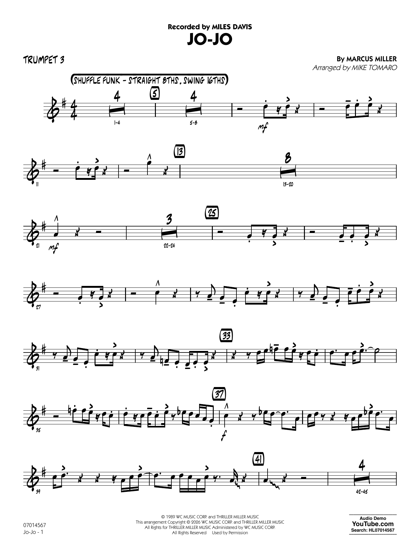 Jo-Jo (arr. Mike Tomaro) - Trumpet 3