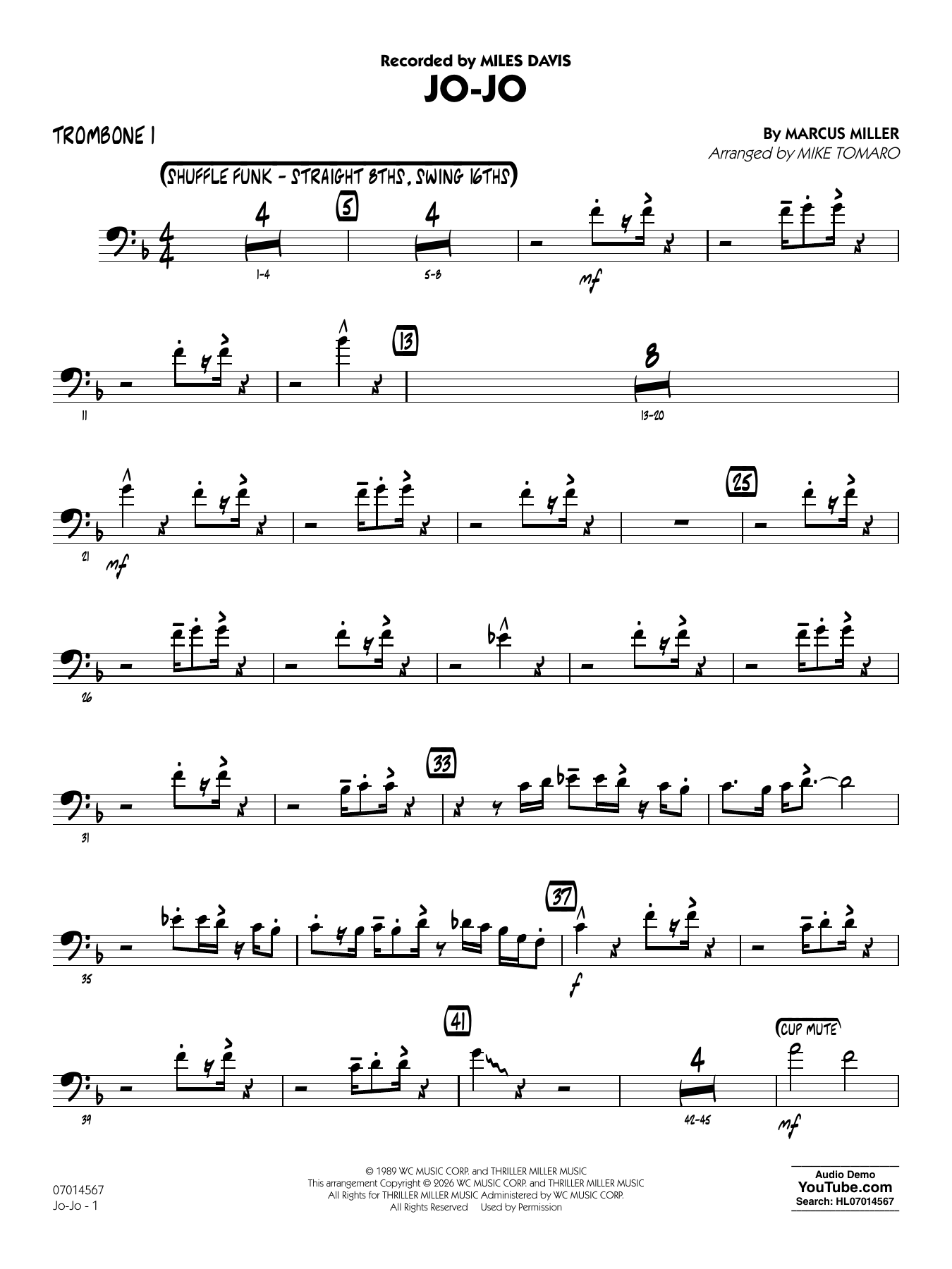 Jo-Jo (arr. Mike Tomaro) - Trombone 1
