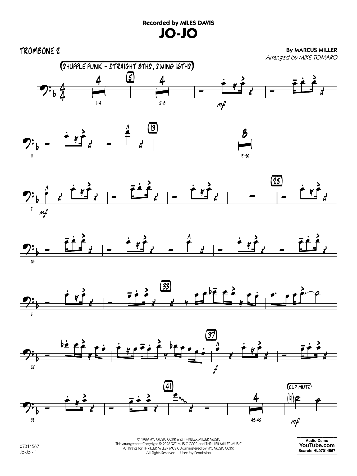 Jo-Jo (arr. Mike Tomaro) - Trombone 2