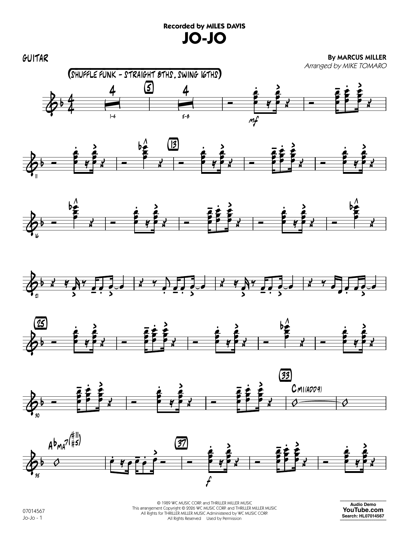 Jo-Jo (arr. Mike Tomaro) - Guitar