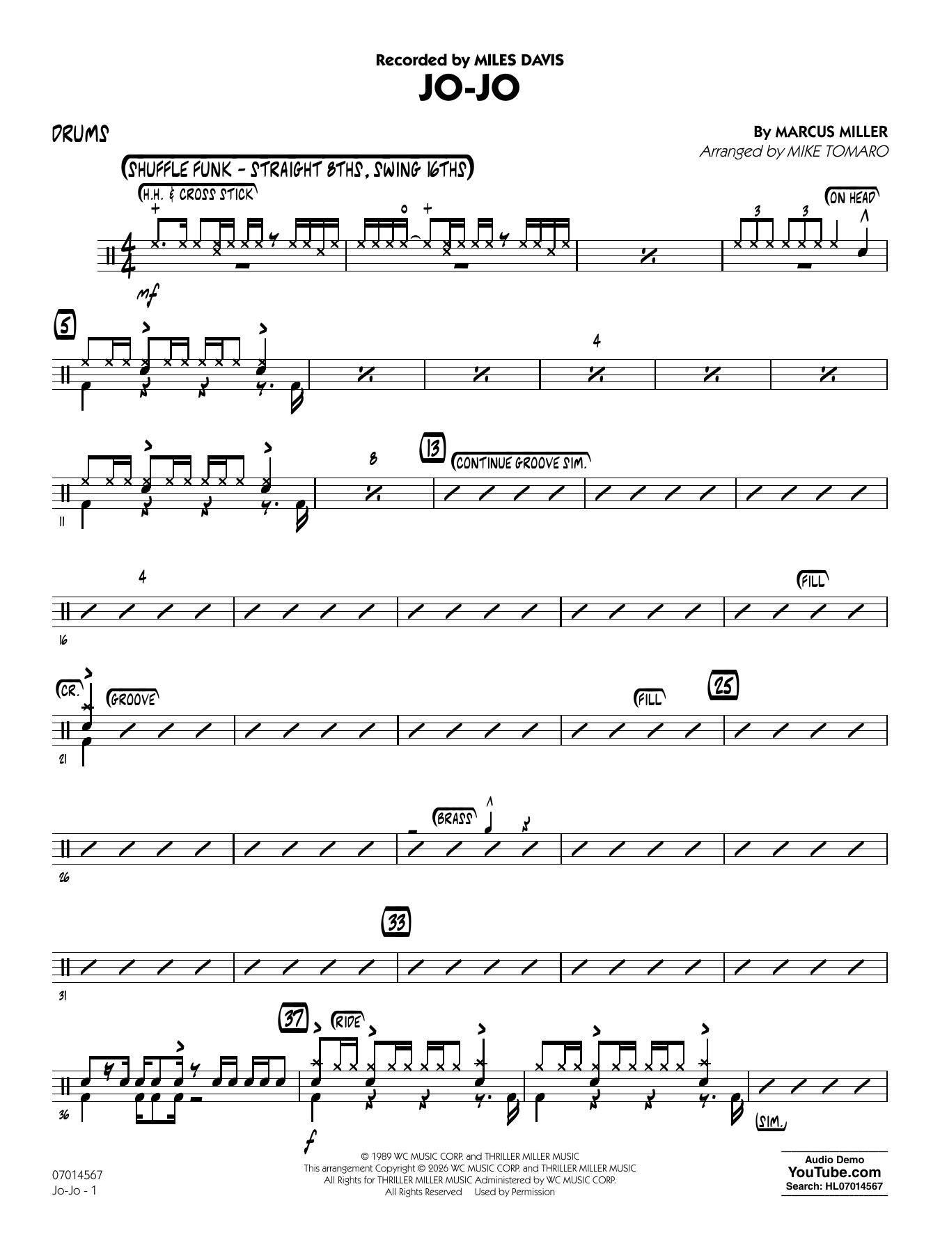 Jo-Jo (arr. Mike Tomaro) - Drums