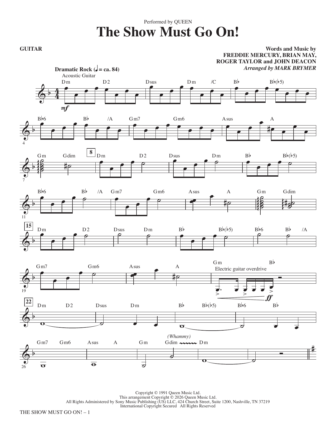 The Show Must Go On (arr. Mark Brymer) - Guitar 2