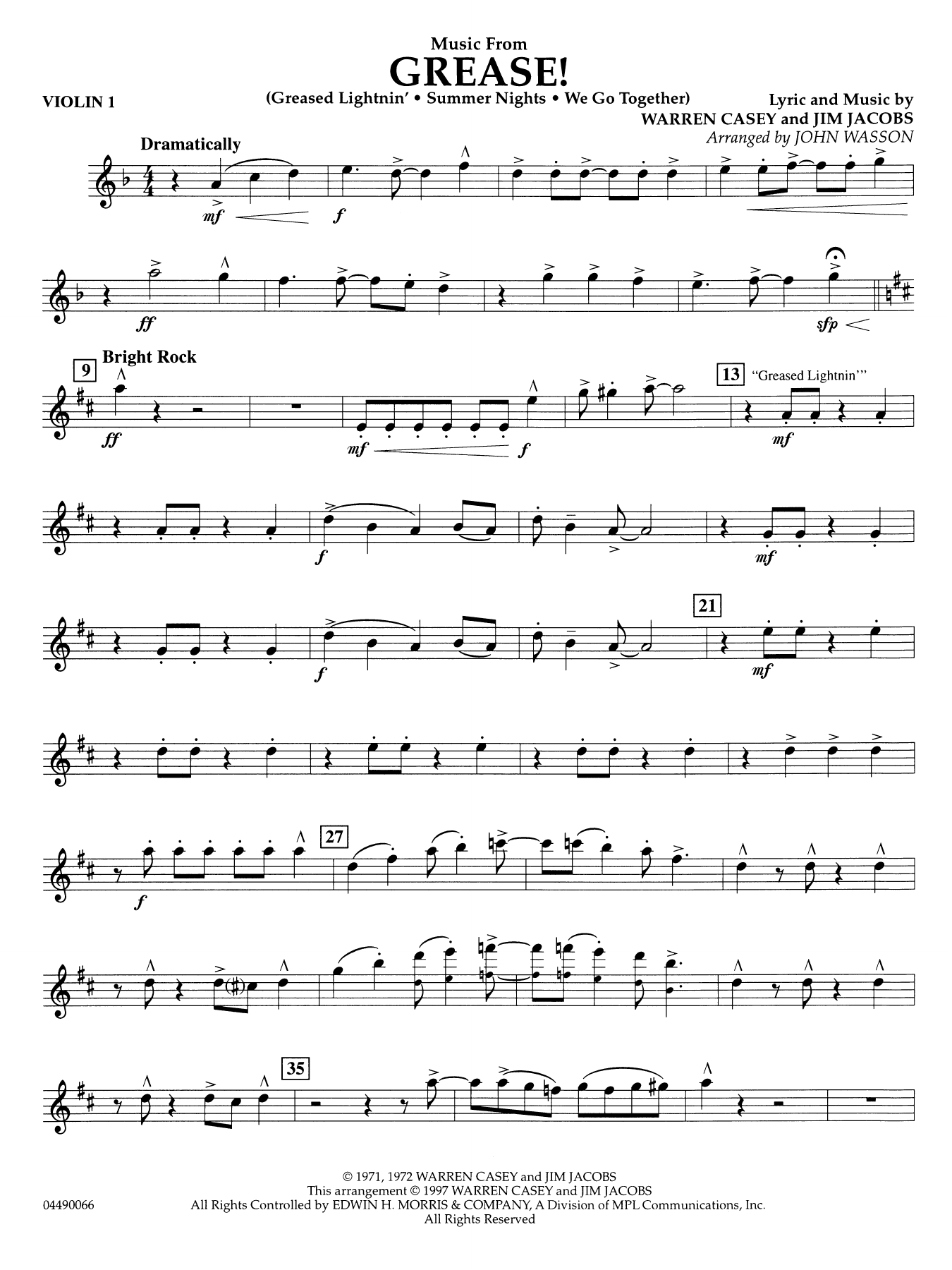 Music from Grease - Violin 1