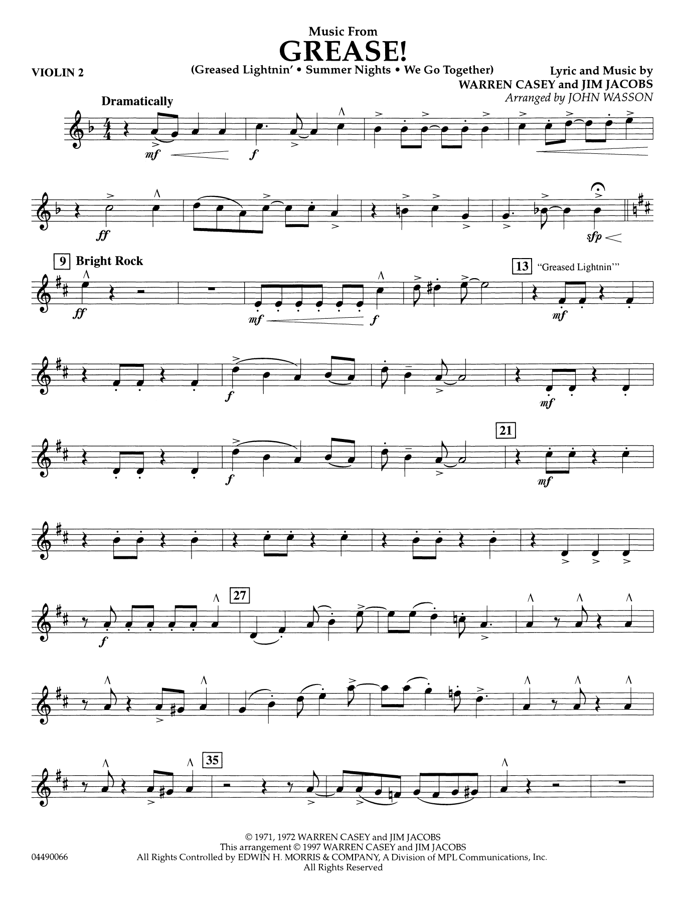 Music from Grease - Violin 2