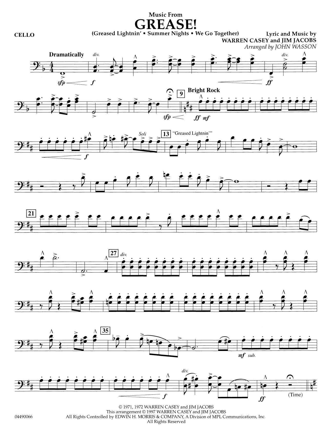 Music from Grease - Cello