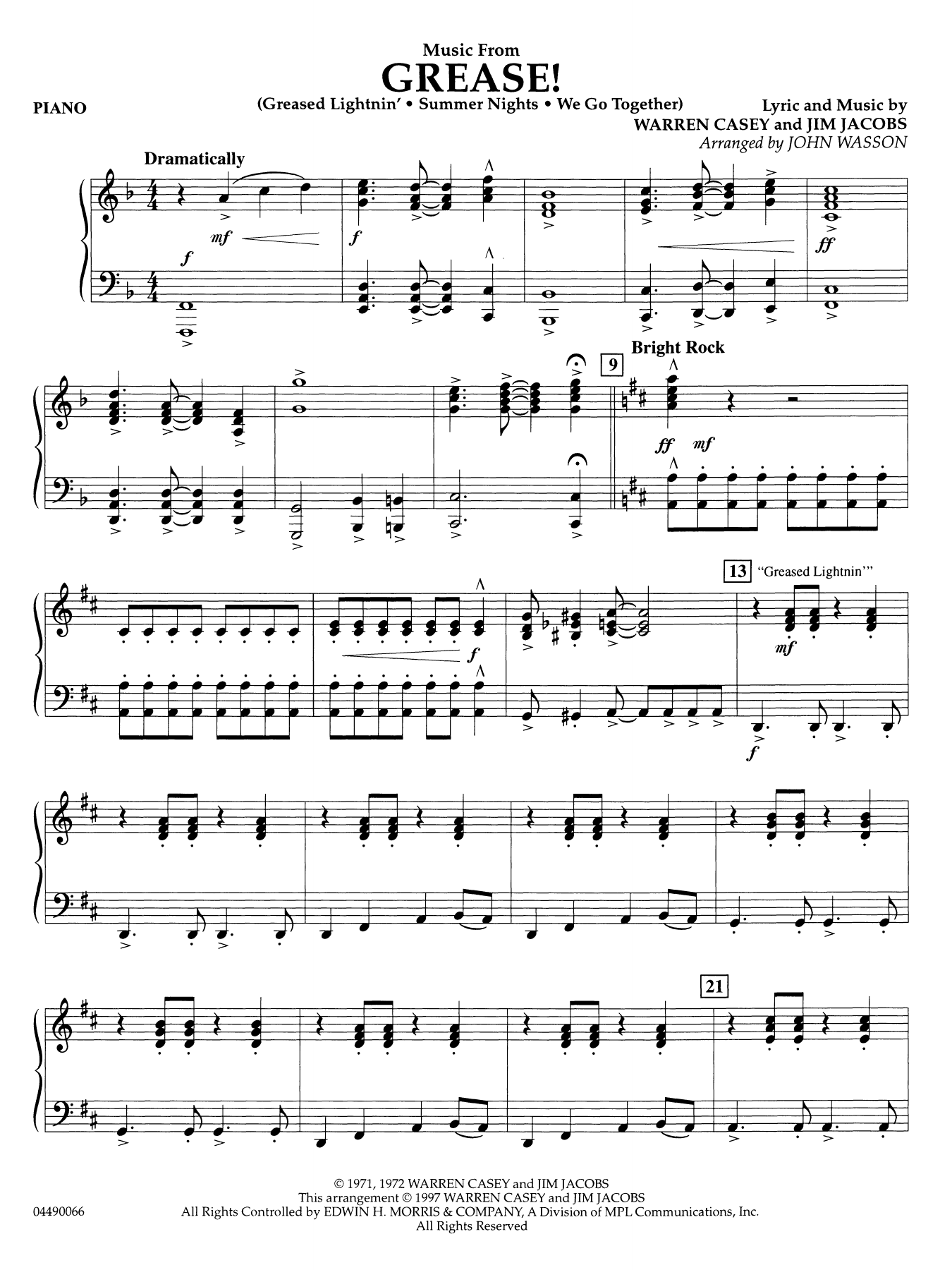 Music from Grease - Piano