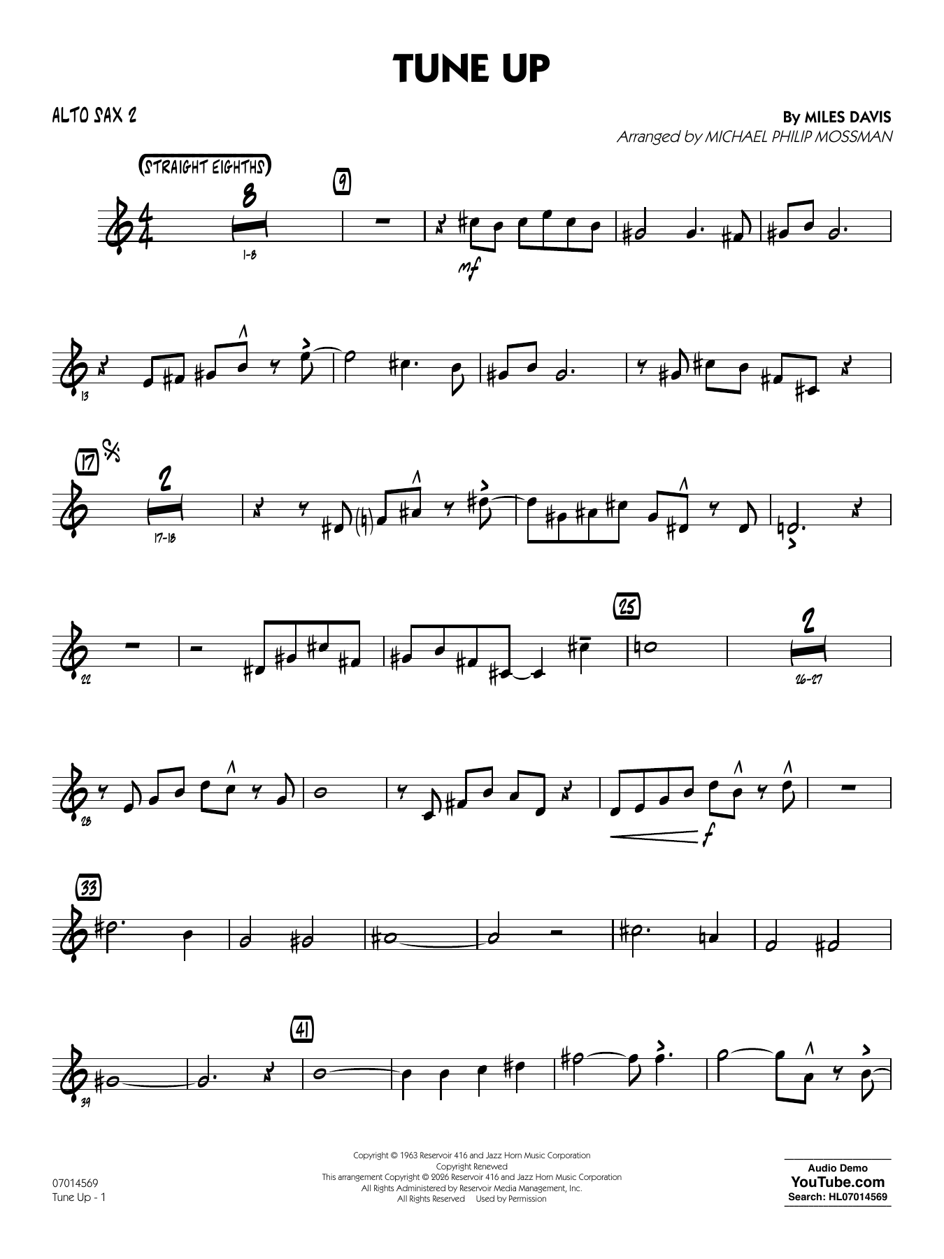 Tune Up (arr. Michael Philip Mossman) - Alto Sax 2