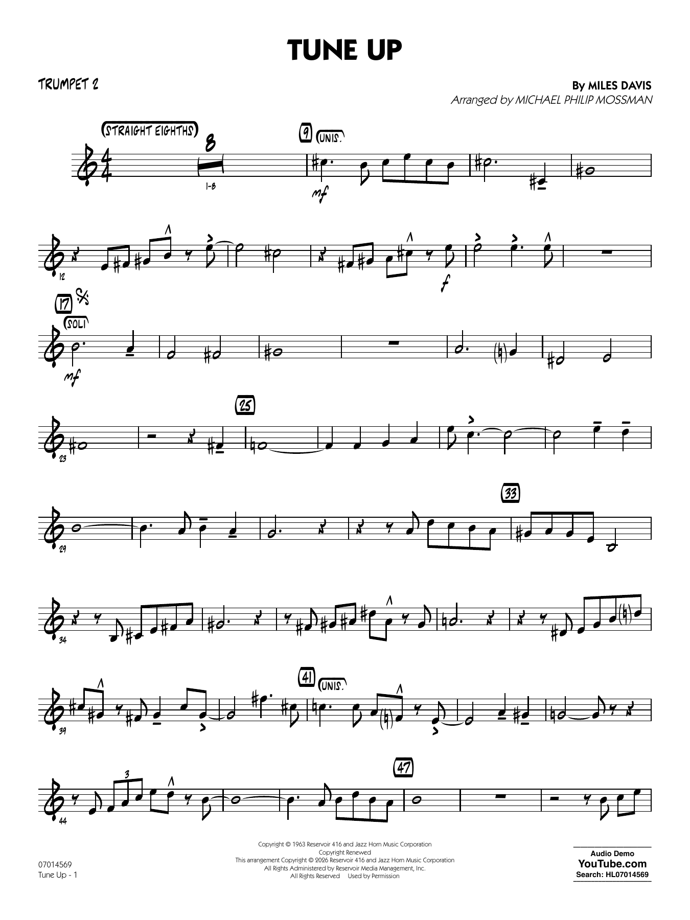 Tune Up (arr. Michael Philip Mossman) - Trumpet 2