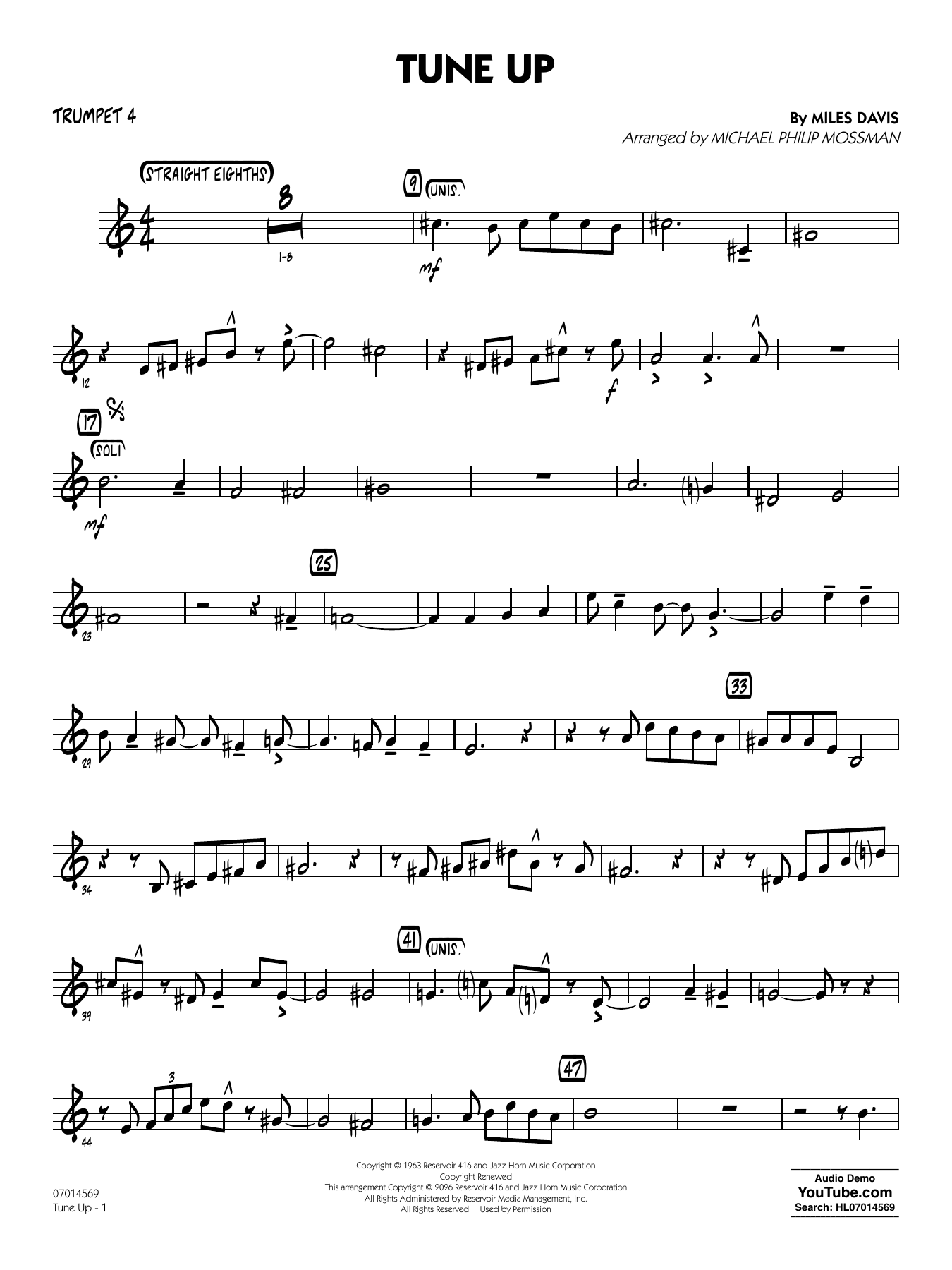 Tune Up (arr. Michael Philip Mossman) - Trumpet 4