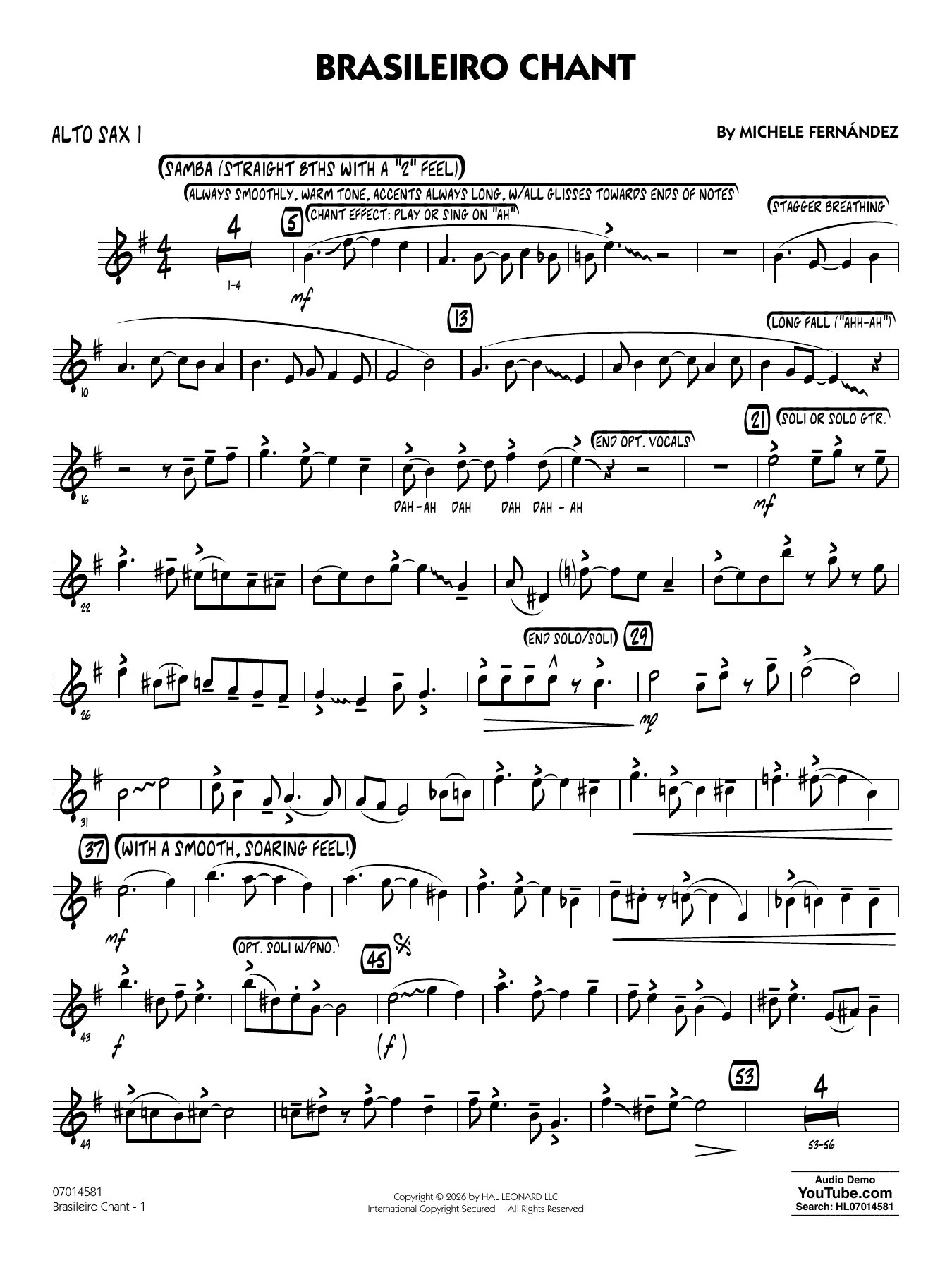 Brasileiro Chant - Alto Sax 1
