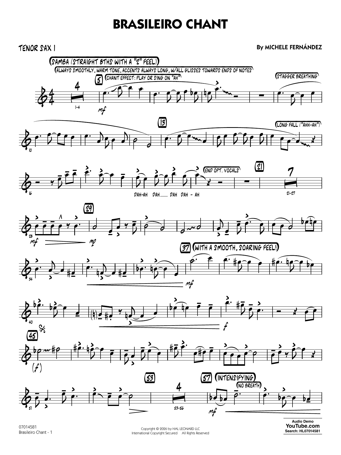 Brasileiro Chant - Tenor Sax 1