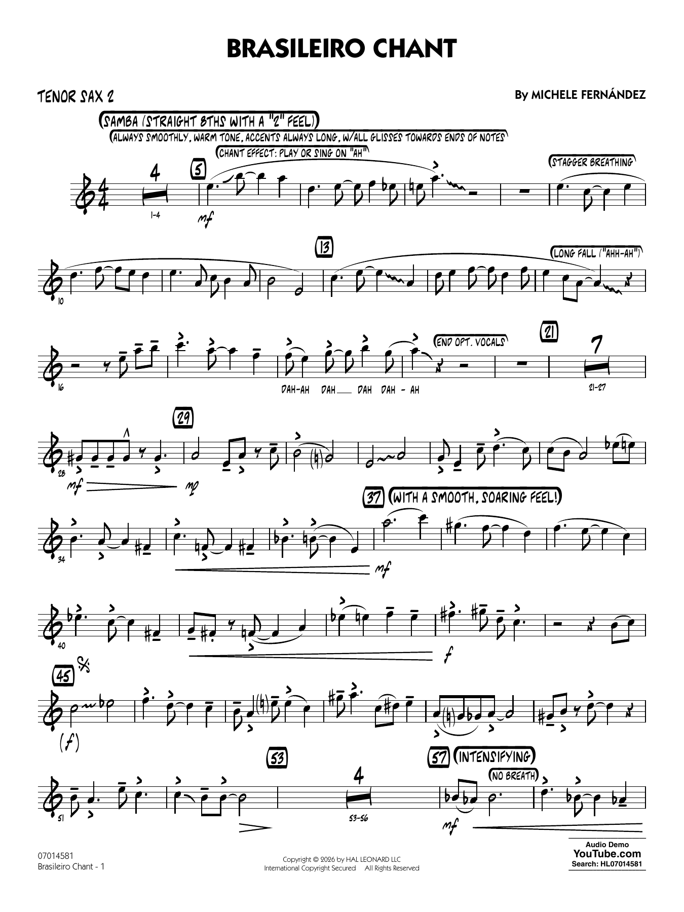 Brasileiro Chant - Tenor Sax 2