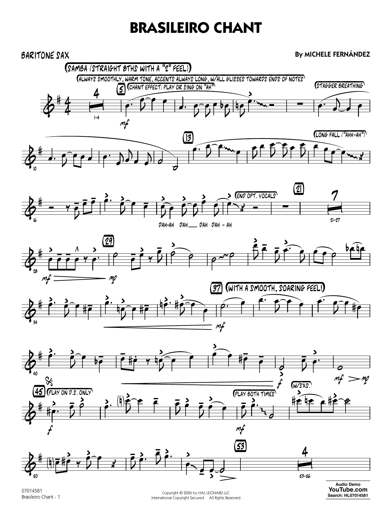 Brasileiro Chant - Baritone Sax