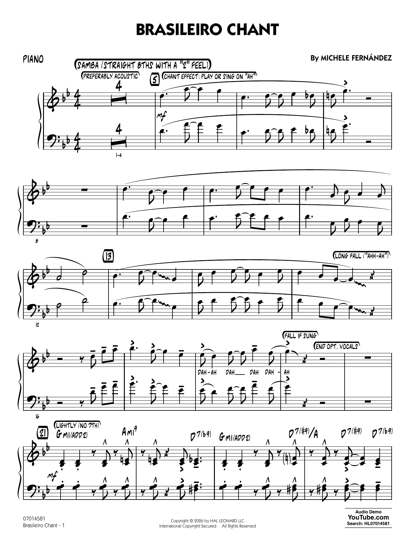 Brasileiro Chant - Piano