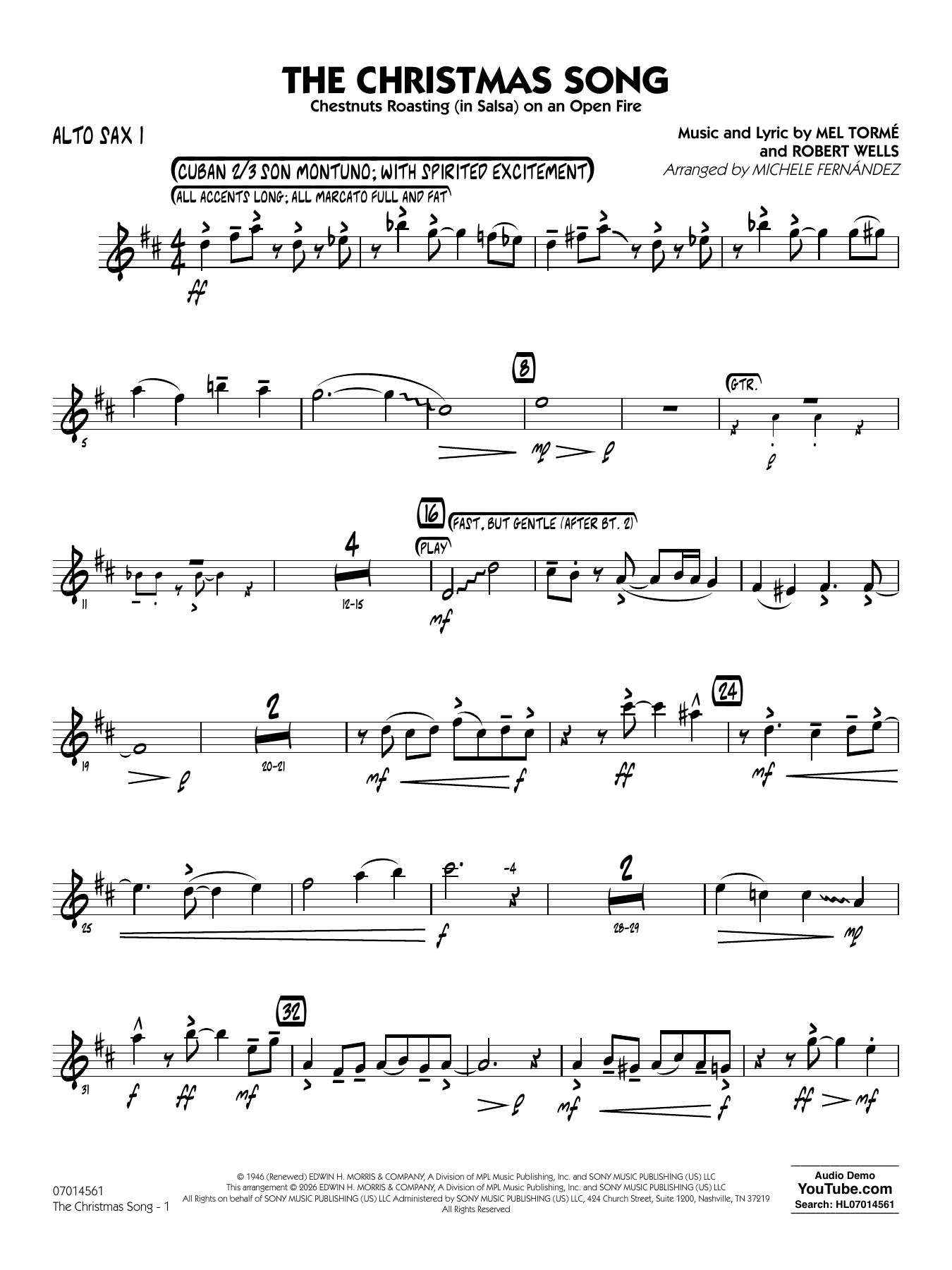 The Christmas Song (Chestnuts Roasting on an Open Fire) - Alto Sax 1