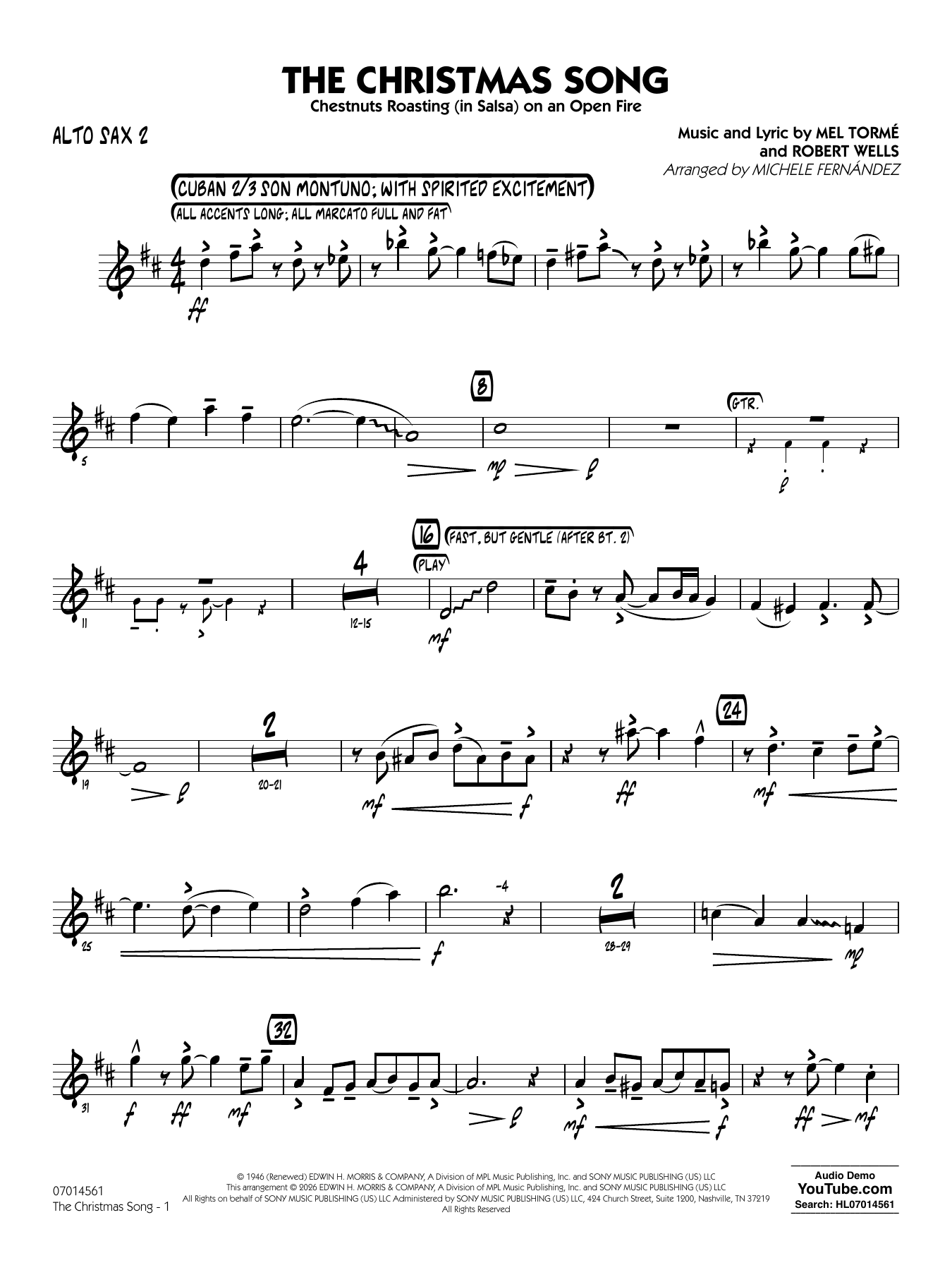The Christmas Song (Chestnuts Roasting on an Open Fire) - Alto Sax 2