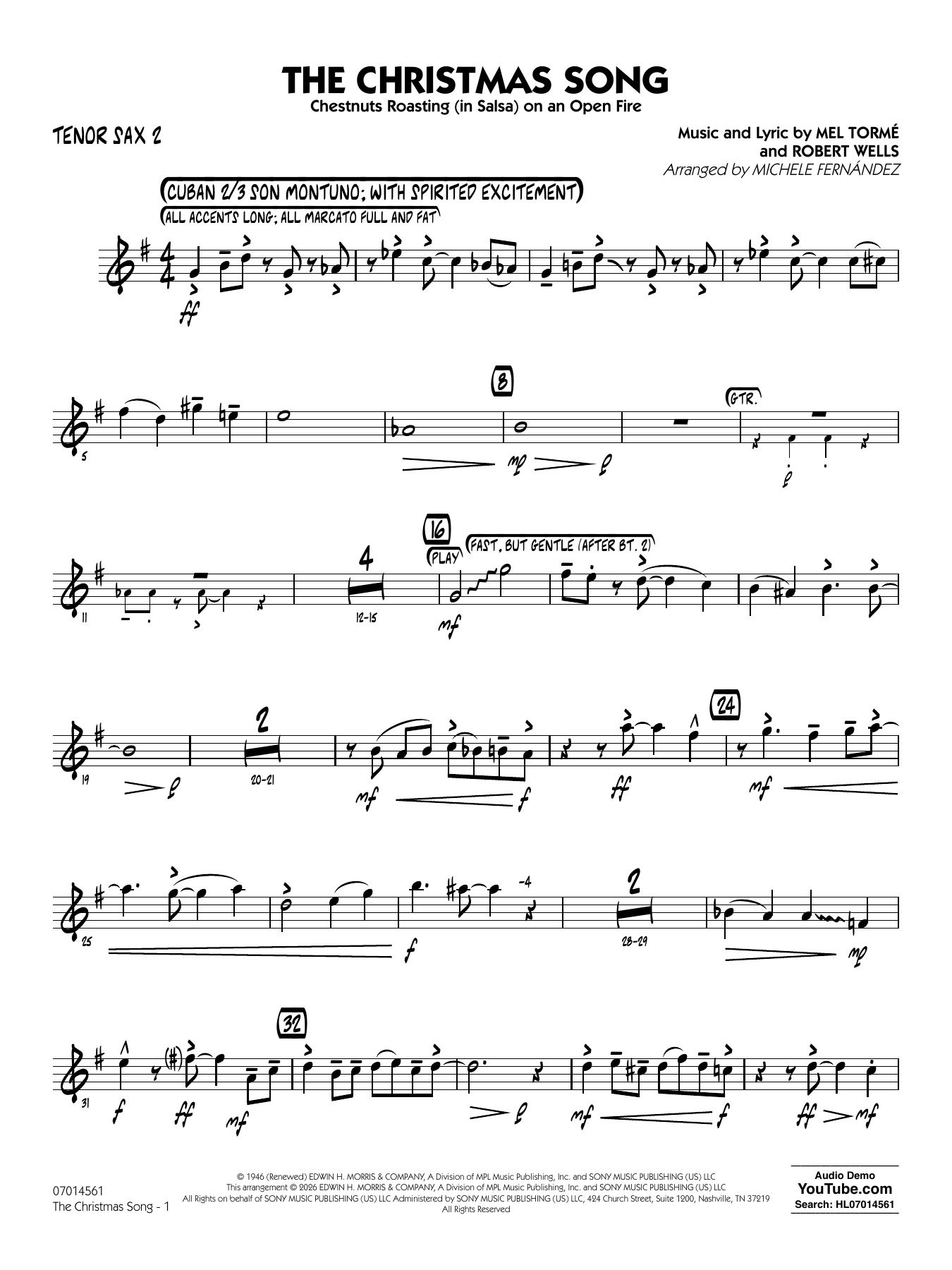The Christmas Song (Chestnuts Roasting on an Open Fire) - Tenor Sax 2