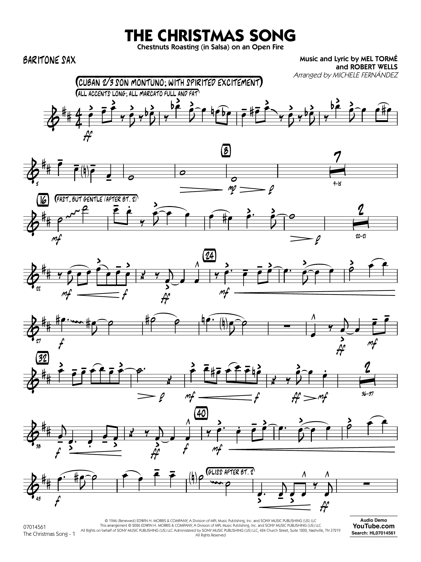 The Christmas Song (Chestnuts Roasting on an Open Fire) - Baritone Sax