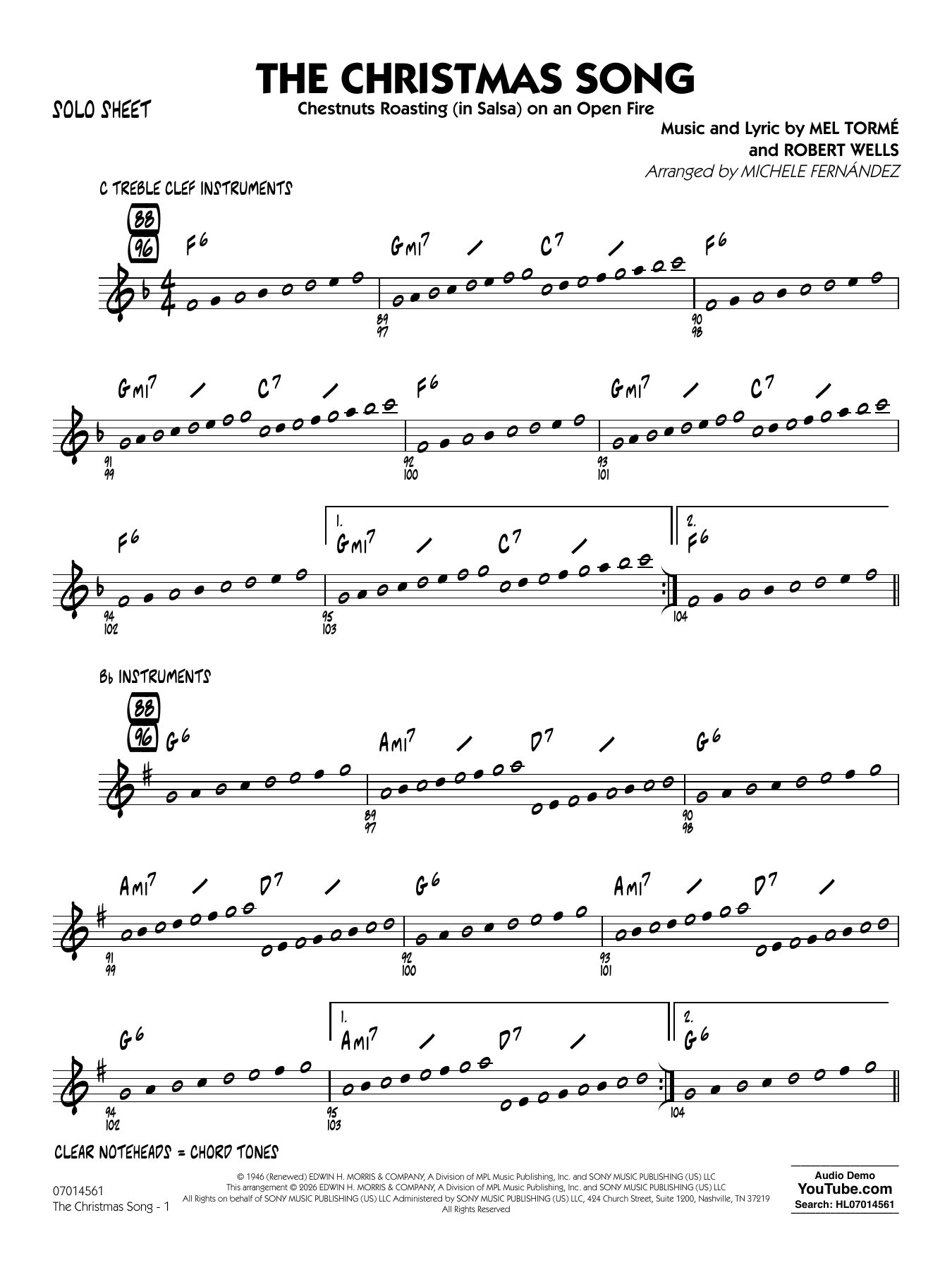 The Christmas Song (Chestnuts Roasting on an Open Fire) - Solo Sheet