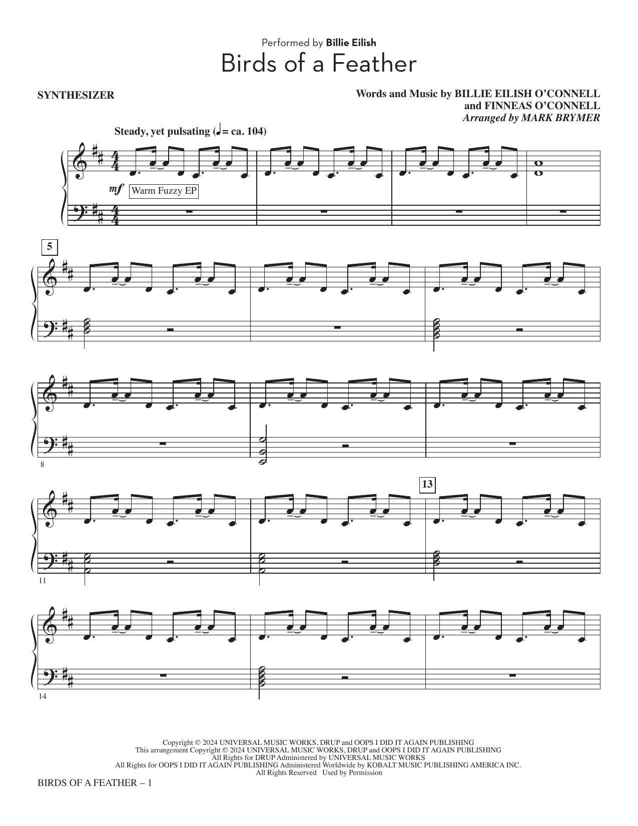 Birds Of A Feather (arr. Mark Brymer) - Synthesizer