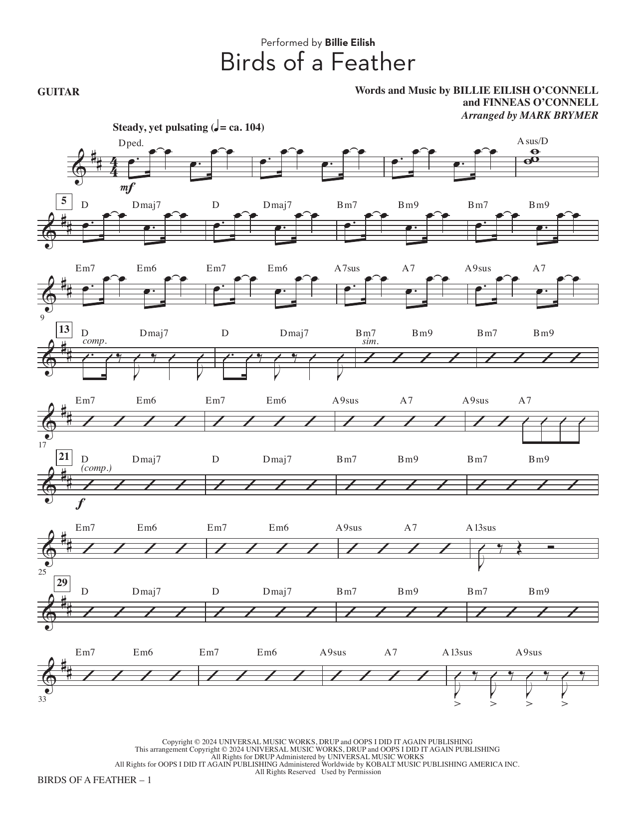 Birds Of A Feather (arr. Mark Brymer) - Guitar