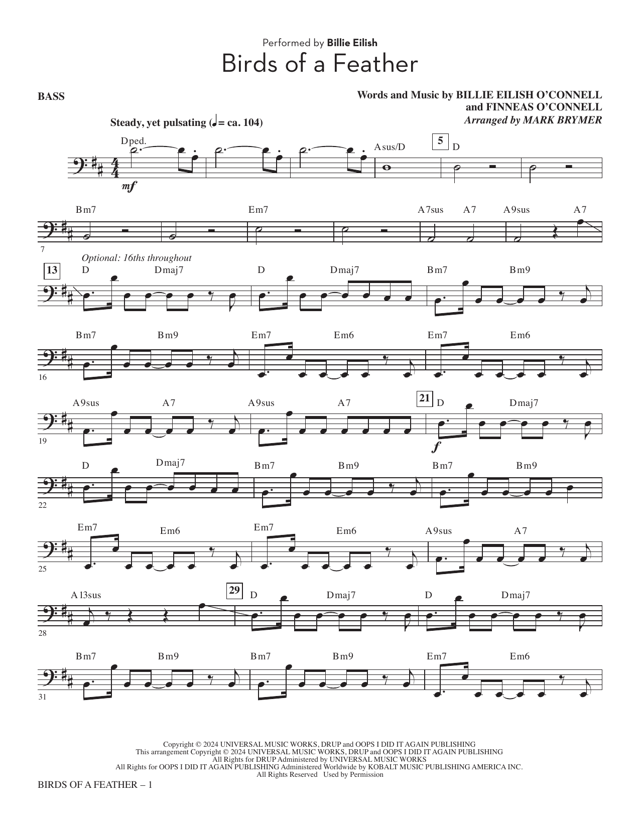 Birds Of A Feather (arr. Mark Brymer) - Bass