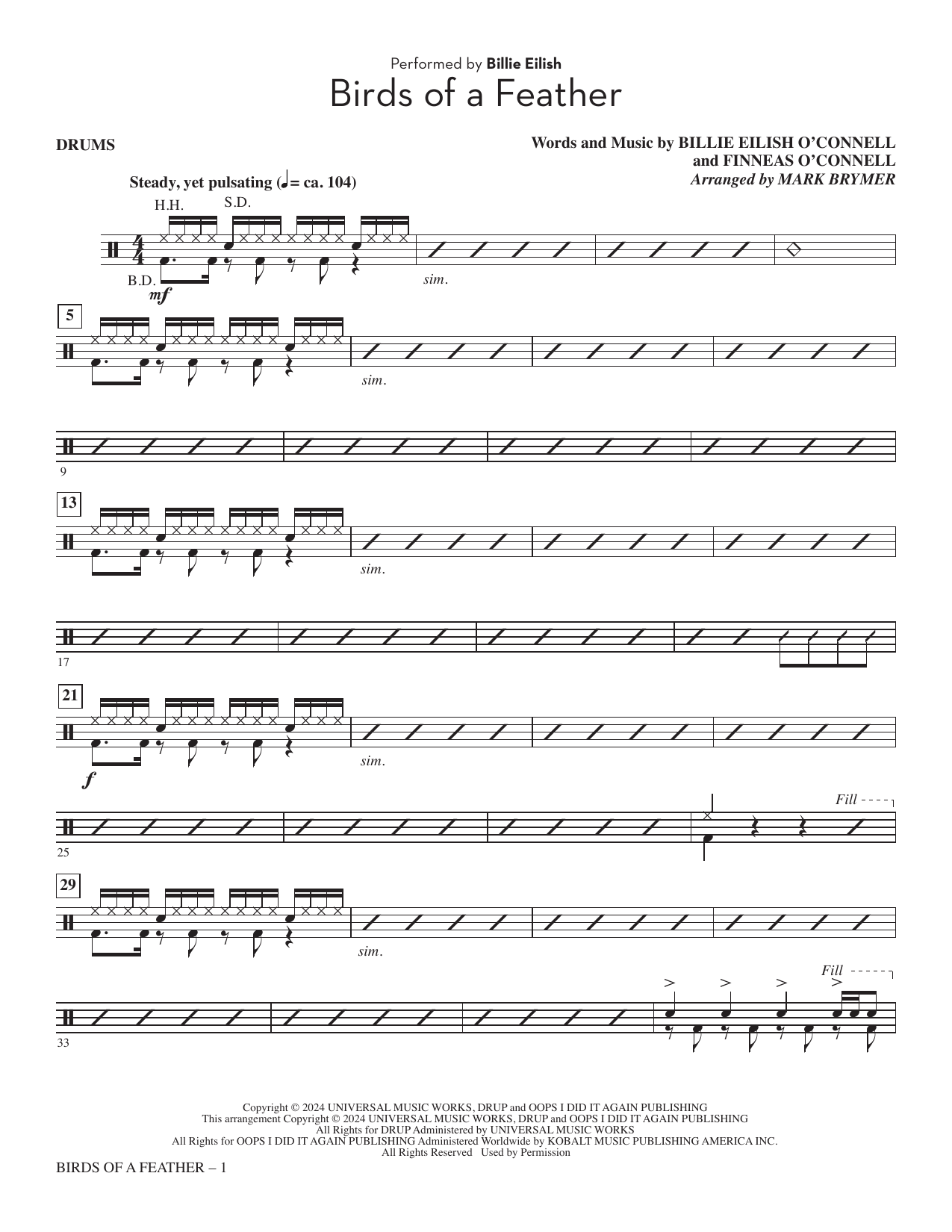 Birds Of A Feather (arr. Mark Brymer) - Drums