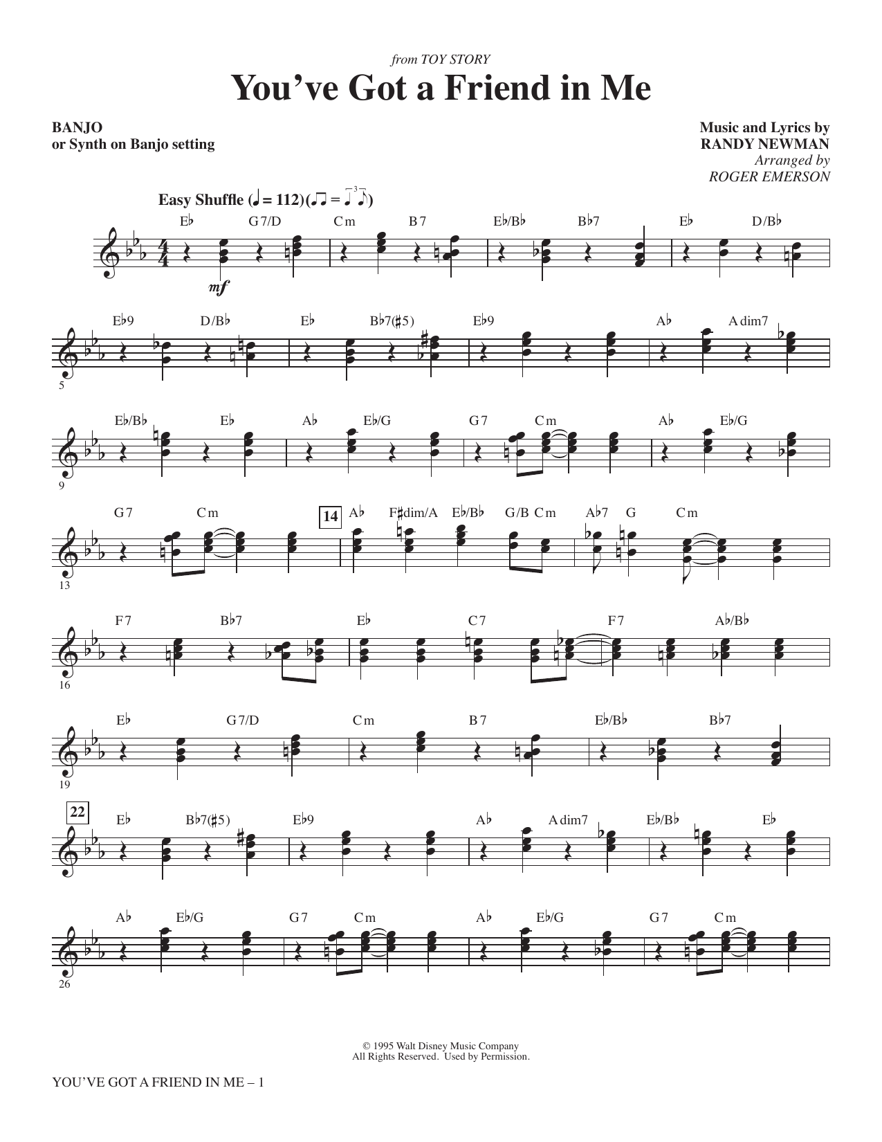 You've Got A Friend In Me (arr. Roger Emerson) - Banjo
