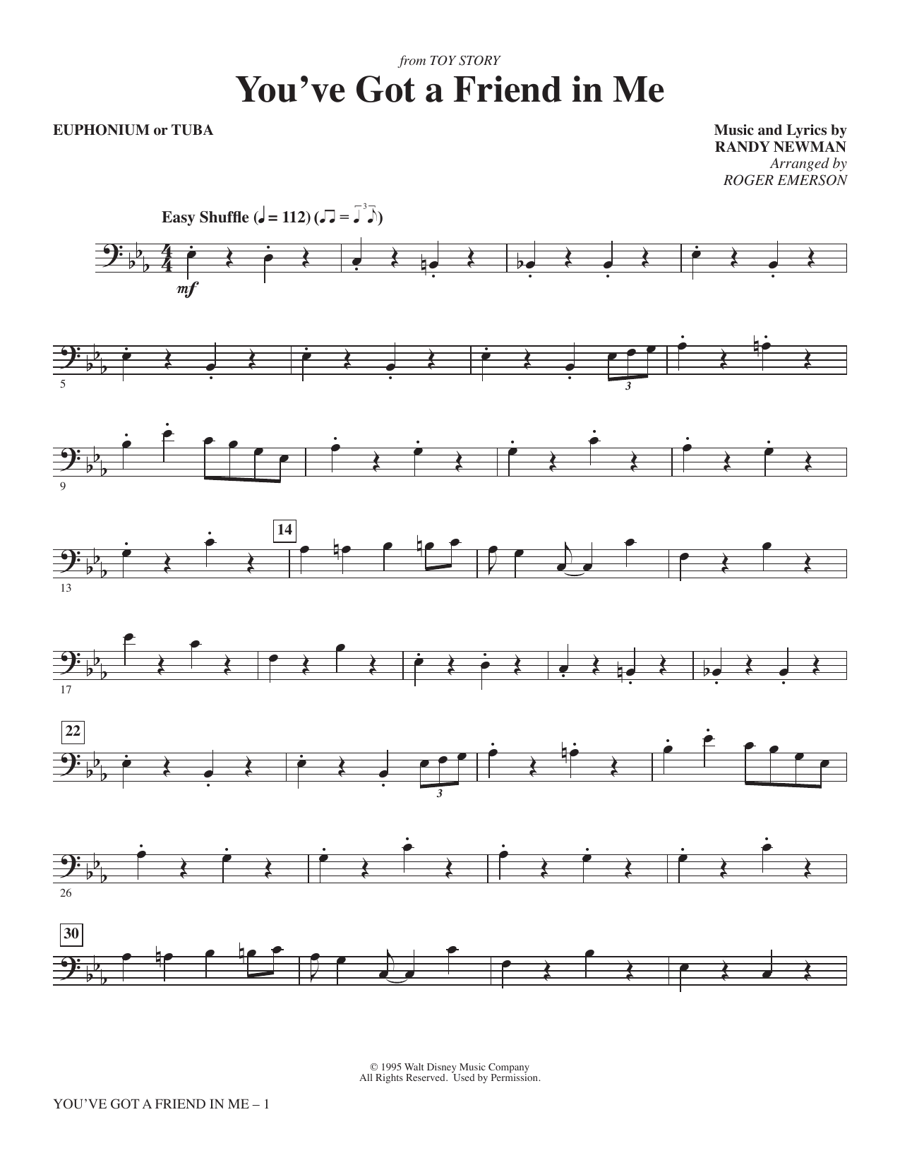 You've Got A Friend In Me (arr. Roger Emerson) - Euphonium (or Tuba)