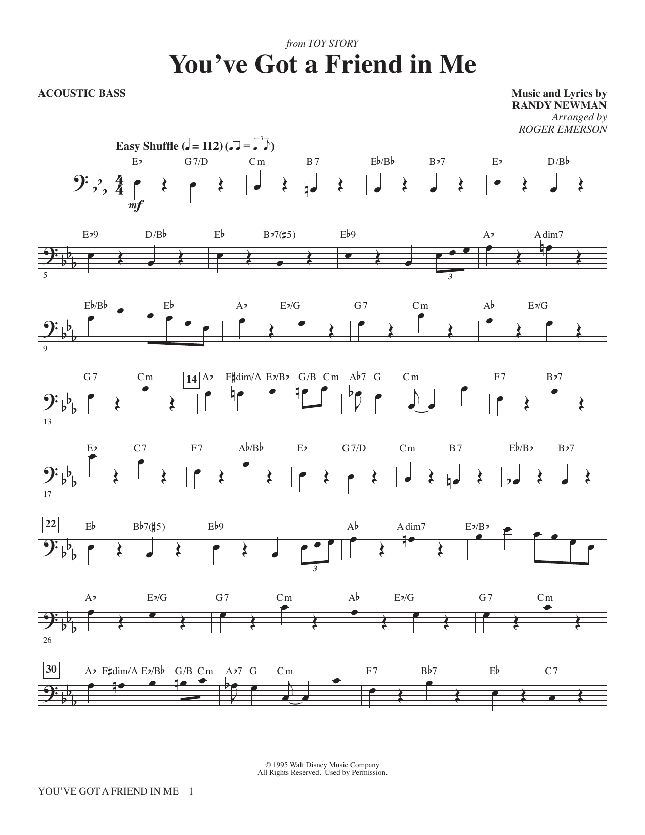 You've Got A Friend In Me (arr. Roger Emerson) - Acoustic Bass