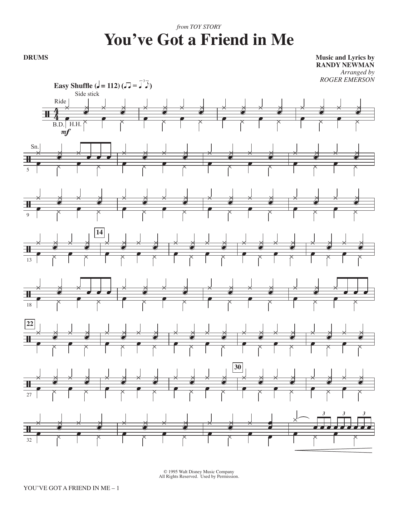 You've Got A Friend In Me (arr. Roger Emerson) - Drums