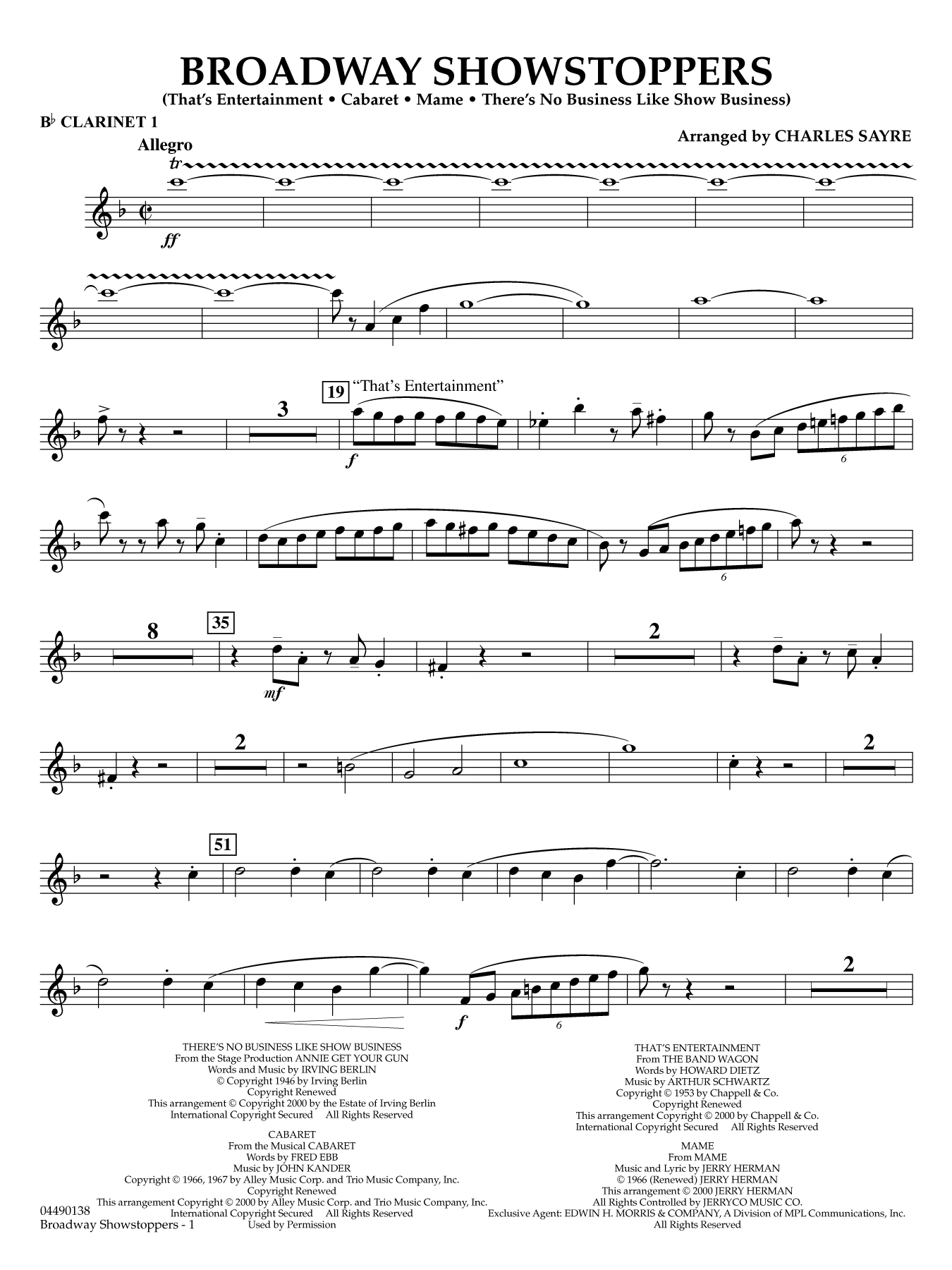 Broadway Showstoppers - Bb Clarinet 1