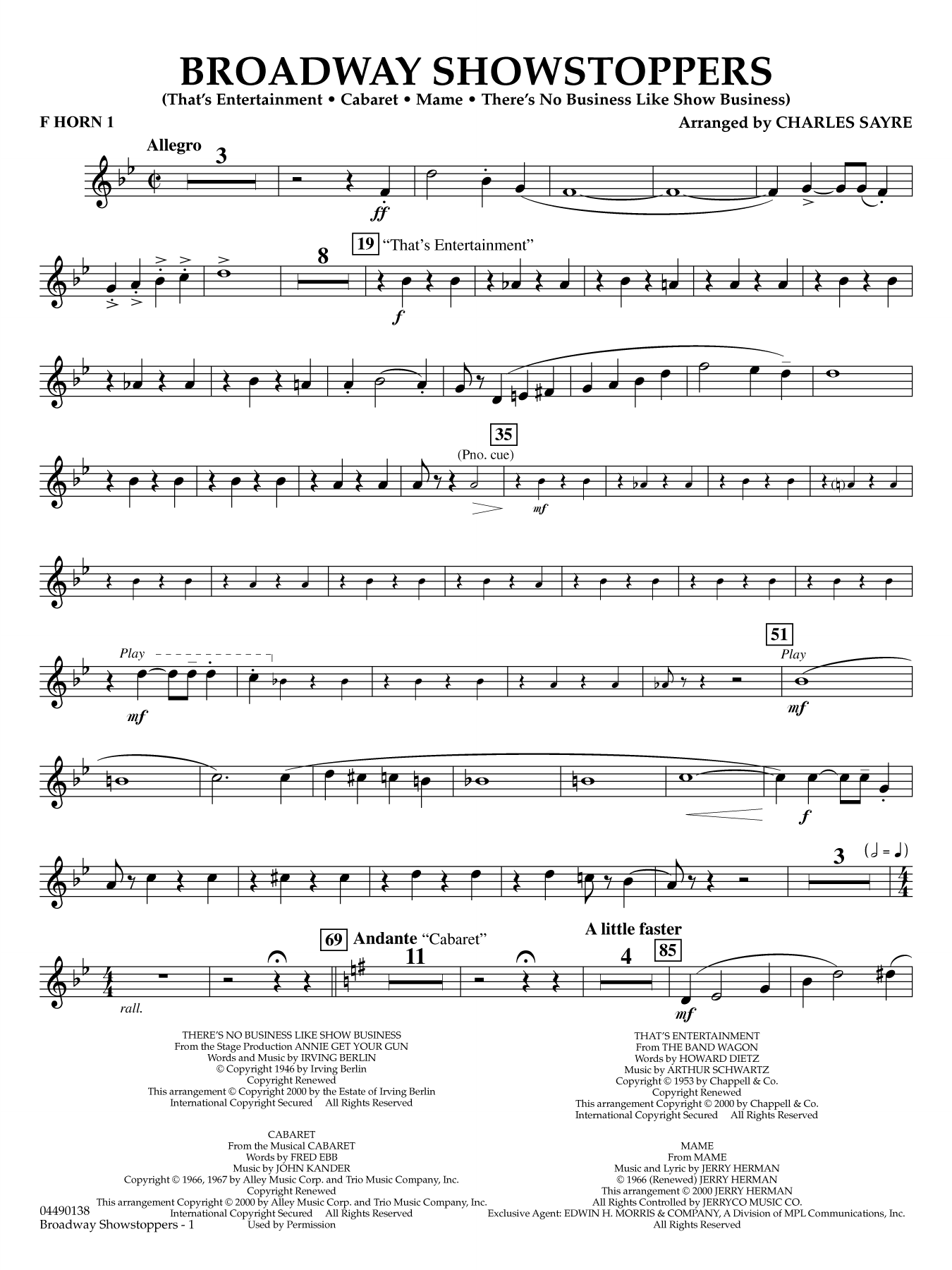 Broadway Showstoppers - F Horn 1