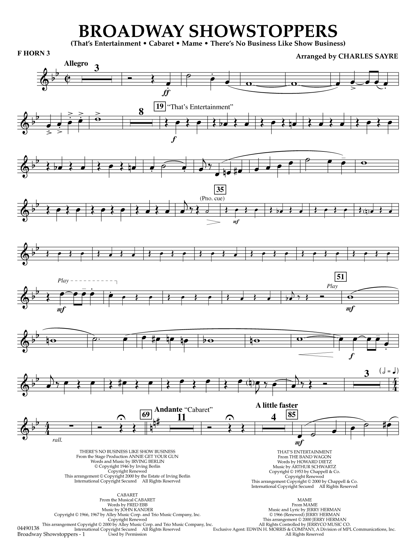 Broadway Showstoppers - F Horn 3